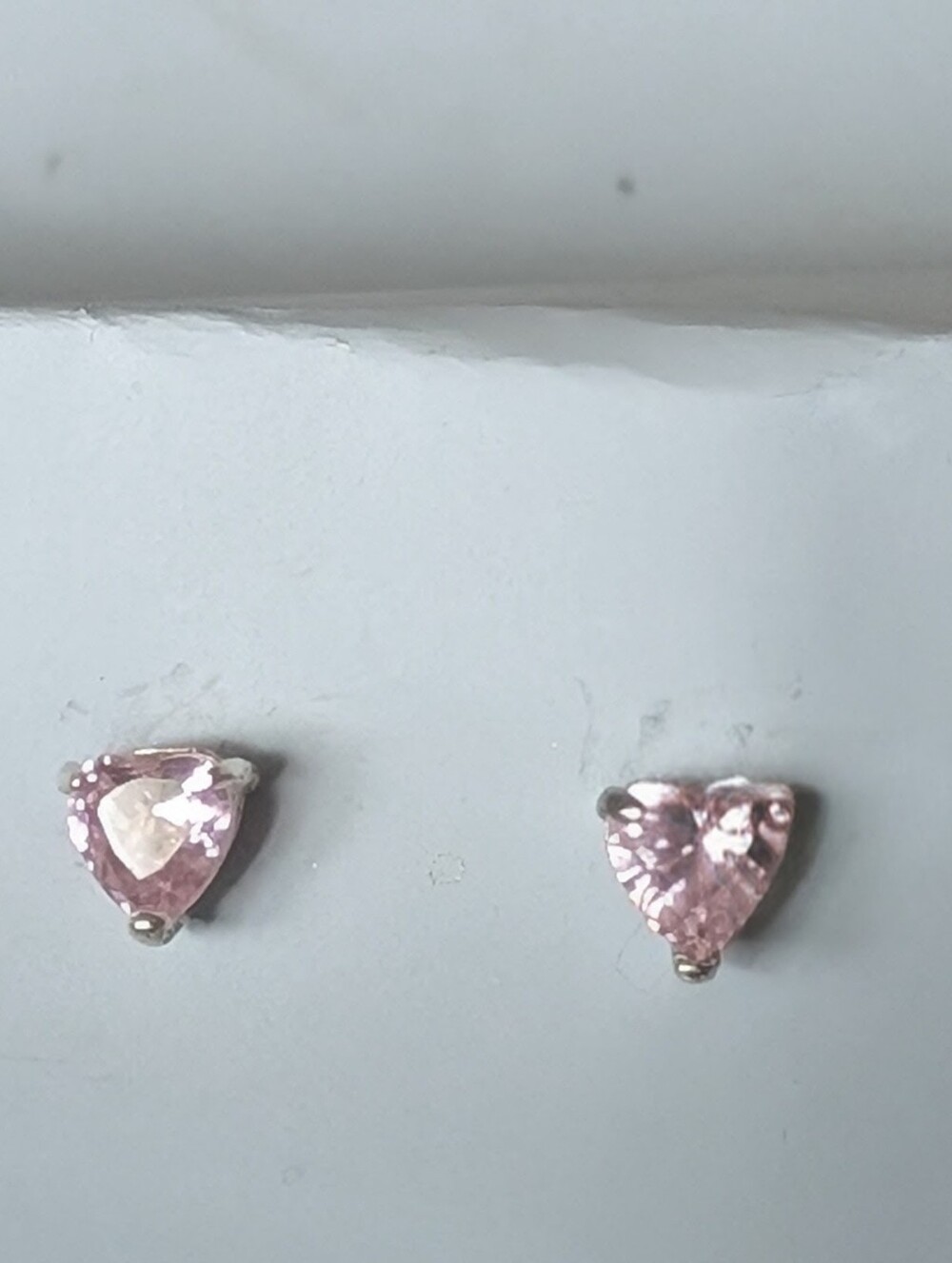 925 Heart Stud Earrings - Sparkling Pink Sterling Silver